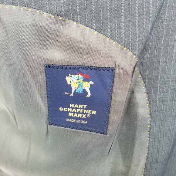 Hart Schaffner Marx - 40R 36X29 Mens 2 Piece Suit - Gray/Muted Chalk Stripe - Picture 9 of 16